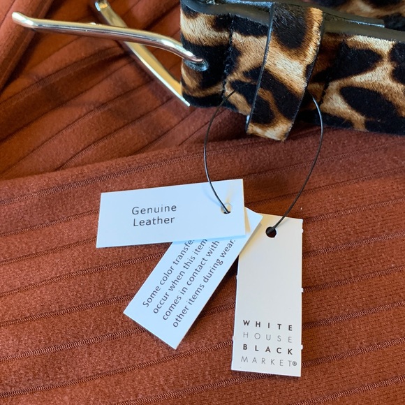 WHBM Leather Belt Animal Print, NWT, XL Hip Fit, 48” End to End, Adjustable - Picture 7 of 8